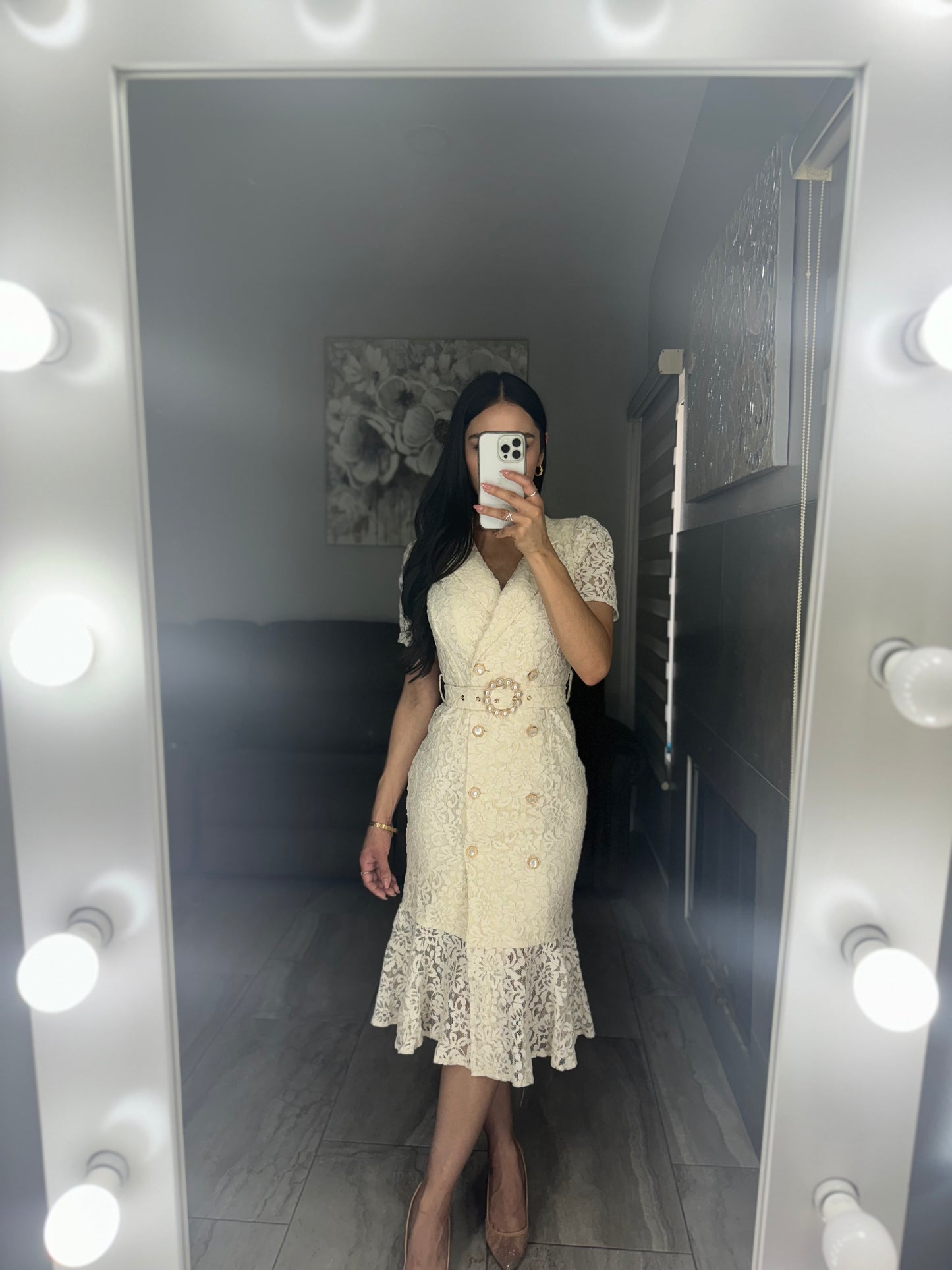 Heavenly Floral Lace Midi Dress